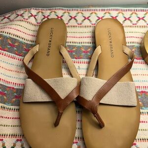Lucky Brand Women's Tan and Cream Sandals 8.5
